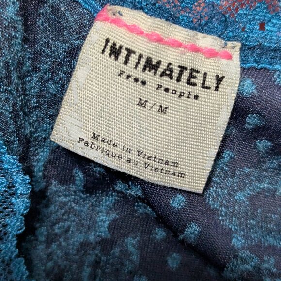 Intimately Free People Size Medium Blue Velvet Mini Dress - Picture 3 of 4